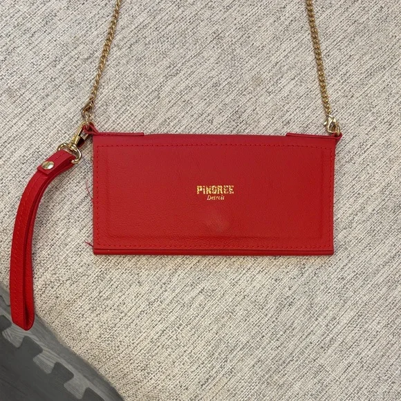 Pingree Red Clutch with Gold Chain - Picture 2 of 8